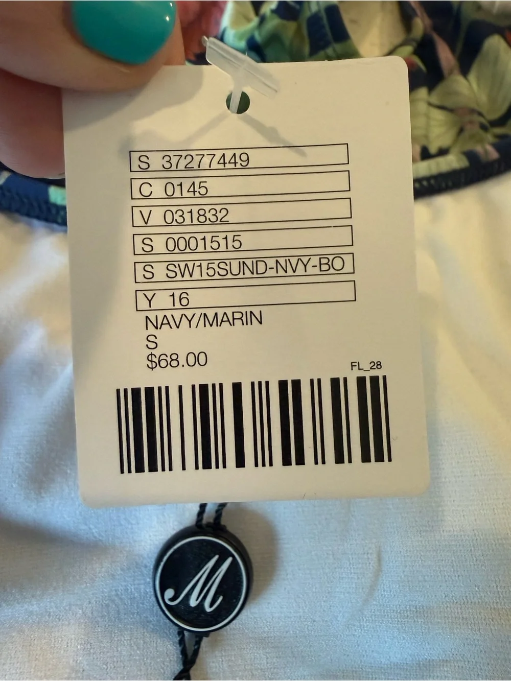 Motel Rocks x UO Sunny Day Navy Botanical Floral Plunge One Piece Swimsuit S New - Picture 2 of 16